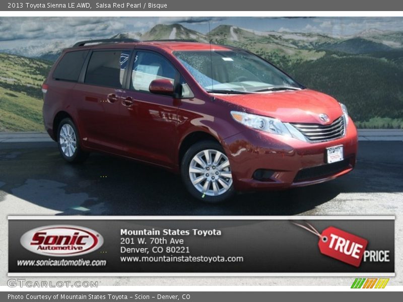 Salsa Red Pearl / Bisque 2013 Toyota Sienna LE AWD