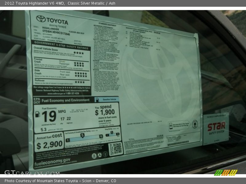 Classic Silver Metallic / Ash 2012 Toyota Highlander V6 4WD