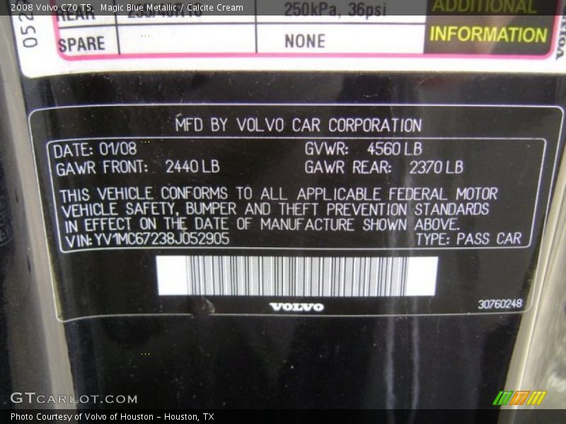 Magic Blue Metallic / Calcite Cream 2008 Volvo C70 T5