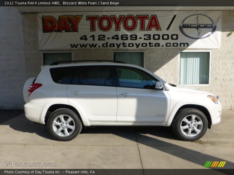 Blizzard White Pearl / Sand Beige 2012 Toyota RAV4 Limited 4WD