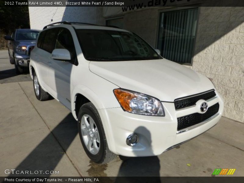 Blizzard White Pearl / Sand Beige 2012 Toyota RAV4 Limited 4WD
