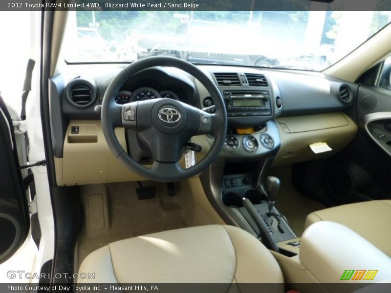 Blizzard White Pearl / Sand Beige 2012 Toyota RAV4 Limited 4WD