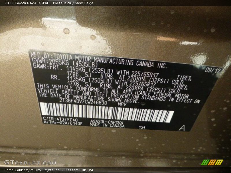 Pyrite Mica / Sand Beige 2012 Toyota RAV4 I4 4WD