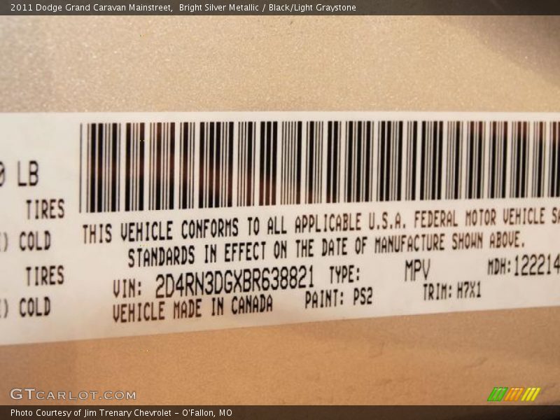 Bright Silver Metallic / Black/Light Graystone 2011 Dodge Grand Caravan Mainstreet