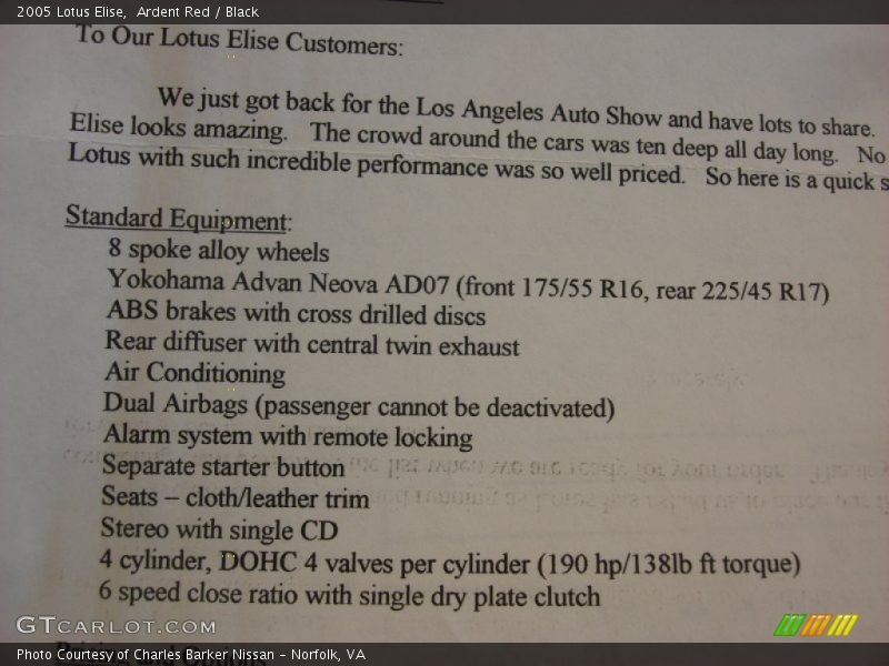 Ardent Red / Black 2005 Lotus Elise