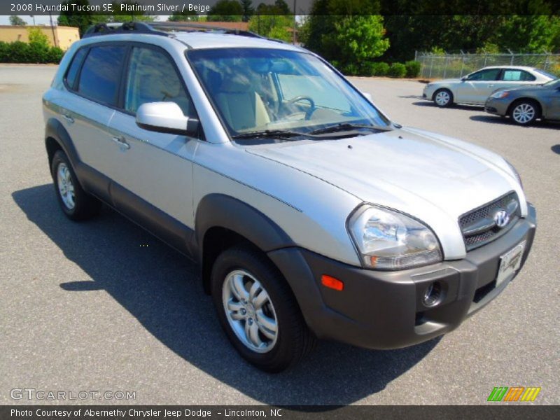 Platinum Silver / Beige 2008 Hyundai Tucson SE
