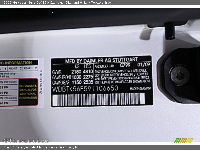 Diamond White / Tobacco Brown 2009 Mercedes-Benz CLK 350 Cabriolet