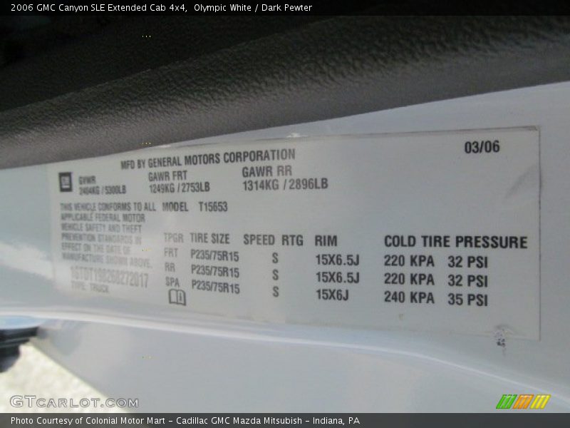 Olympic White / Dark Pewter 2006 GMC Canyon SLE Extended Cab 4x4