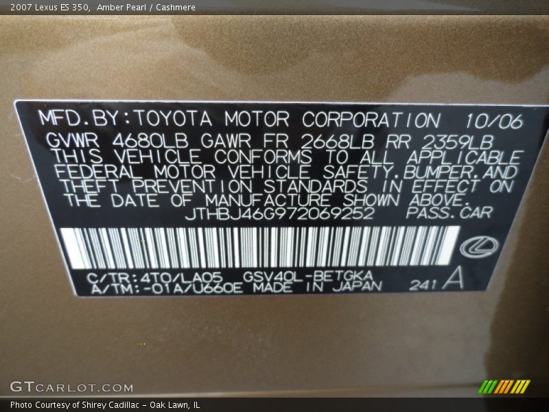 4T0 - 2007 Lexus ES 350