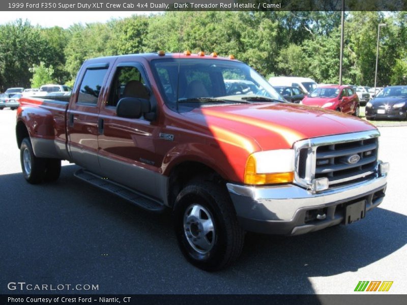 Dark Toreador Red Metallic / Camel 1999 Ford F350 Super Duty XLT Crew Cab 4x4 Dually