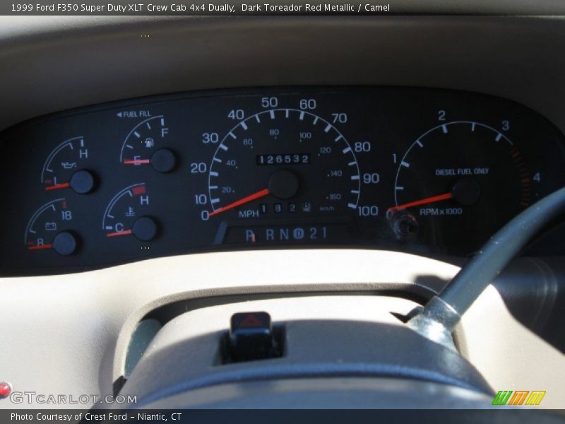 Dark Toreador Red Metallic / Camel 1999 Ford F350 Super Duty XLT Crew Cab 4x4 Dually