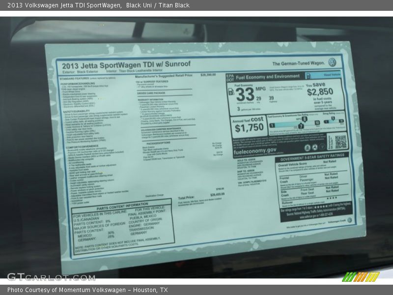 Black Uni / Titan Black 2013 Volkswagen Jetta TDI SportWagen