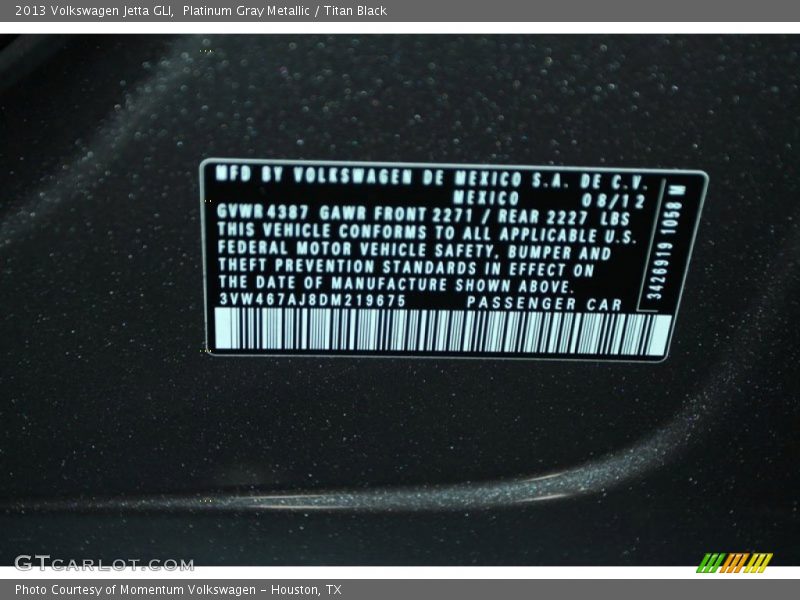 Platinum Gray Metallic / Titan Black 2013 Volkswagen Jetta GLI