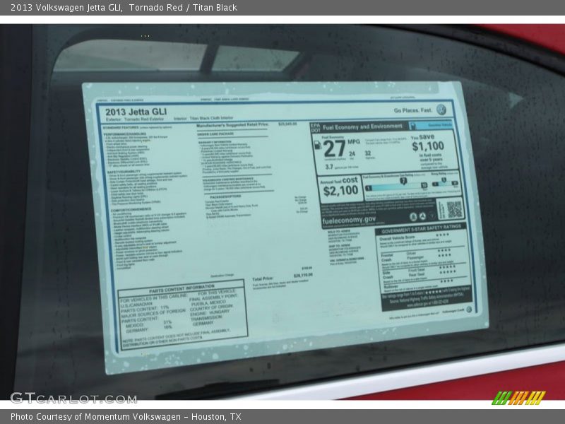  2013 Jetta GLI Window Sticker