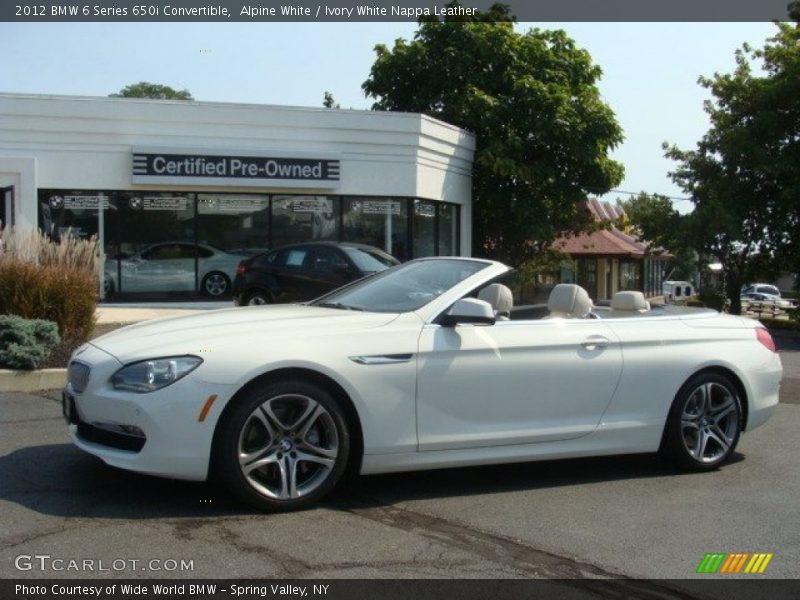 Alpine White / Ivory White Nappa Leather 2012 BMW 6 Series 650i Convertible