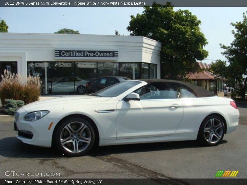 Alpine White / Ivory White Nappa Leather 2012 BMW 6 Series 650i Convertible