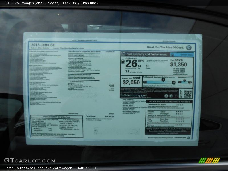 Black Uni / Titan Black 2013 Volkswagen Jetta SE Sedan