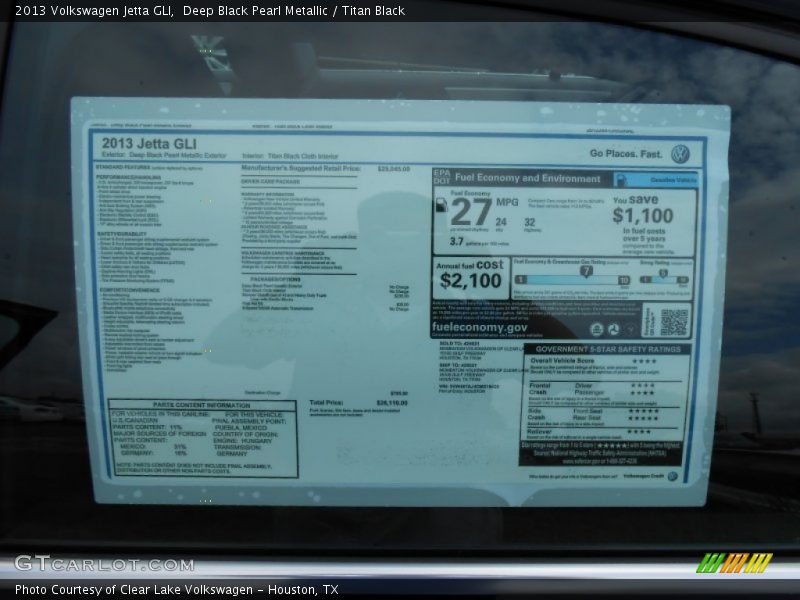 Deep Black Pearl Metallic / Titan Black 2013 Volkswagen Jetta GLI