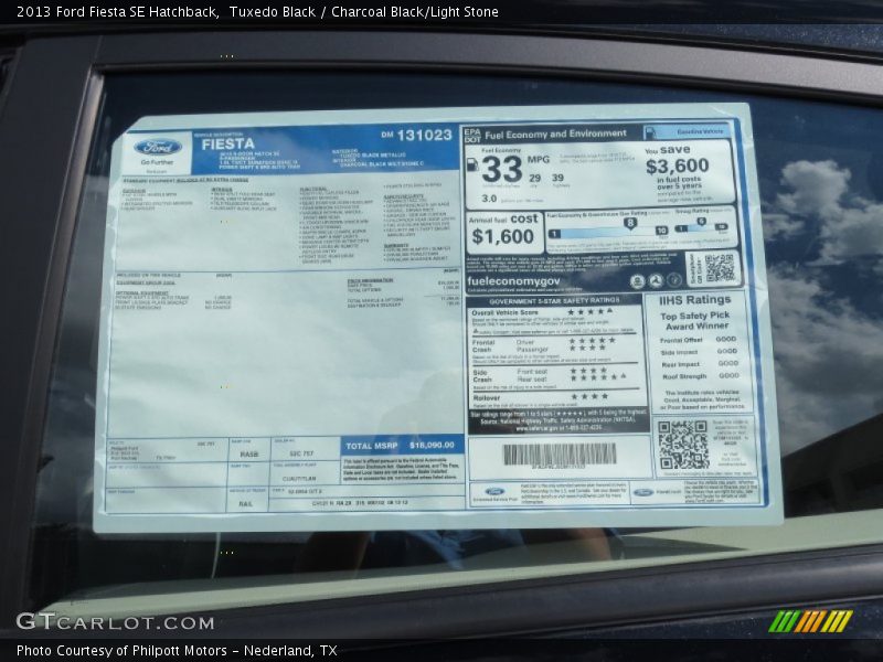  2013 Fiesta SE Hatchback Window Sticker