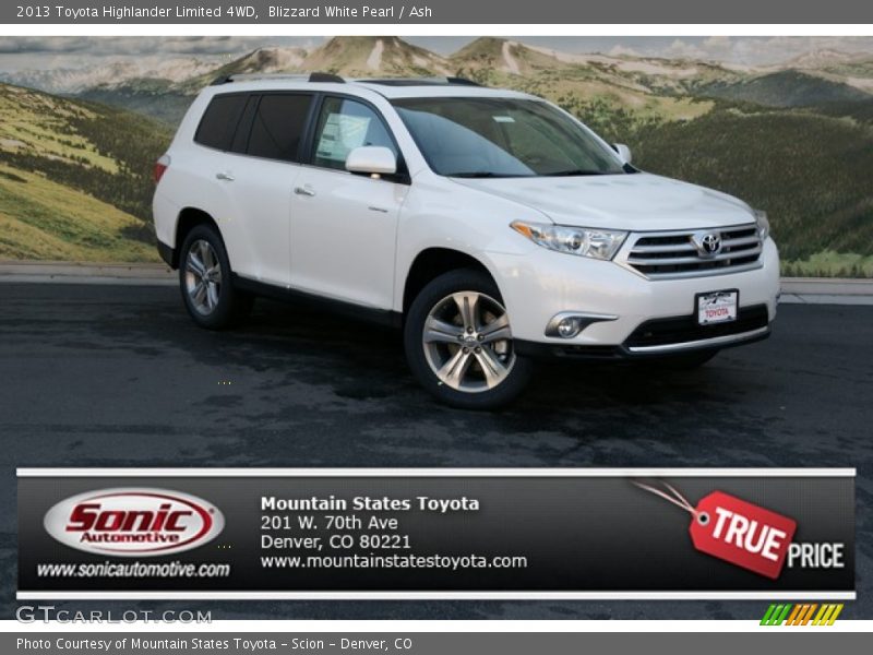 Blizzard White Pearl / Ash 2013 Toyota Highlander Limited 4WD