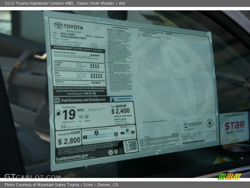 Classic Silver Metallic / Ash 2013 Toyota Highlander Limited 4WD