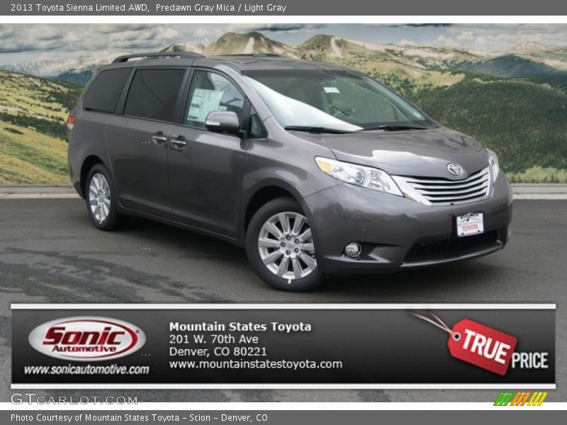 Predawn Gray Mica / Light Gray 2013 Toyota Sienna Limited AWD
