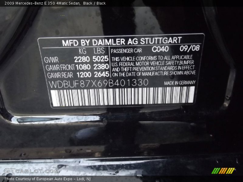 Black / Black 2009 Mercedes-Benz E 350 4Matic Sedan