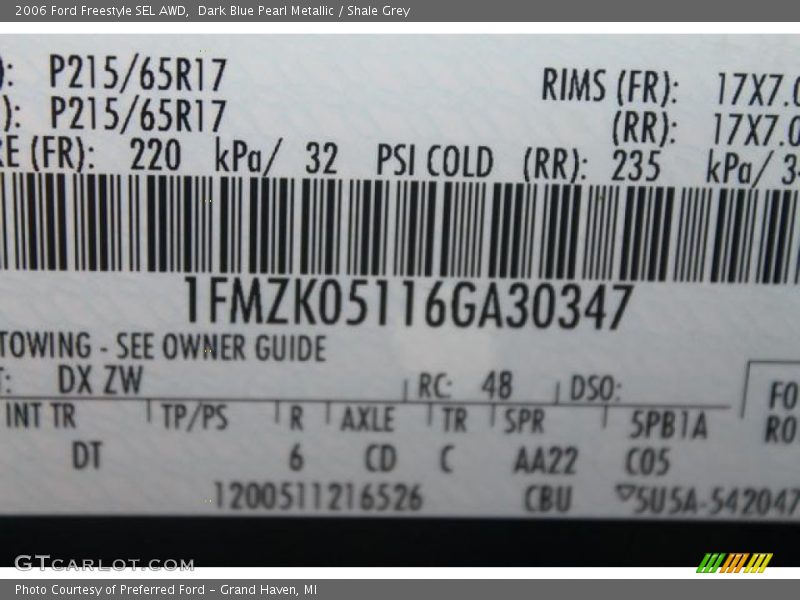 Dark Blue Pearl Metallic / Shale Grey 2006 Ford Freestyle SEL AWD