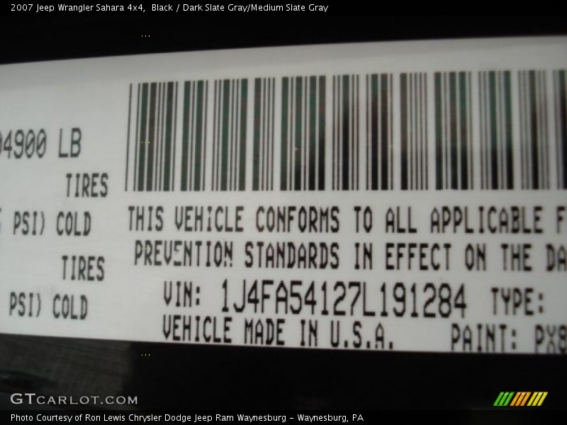 Black / Dark Slate Gray/Medium Slate Gray 2007 Jeep Wrangler Sahara 4x4