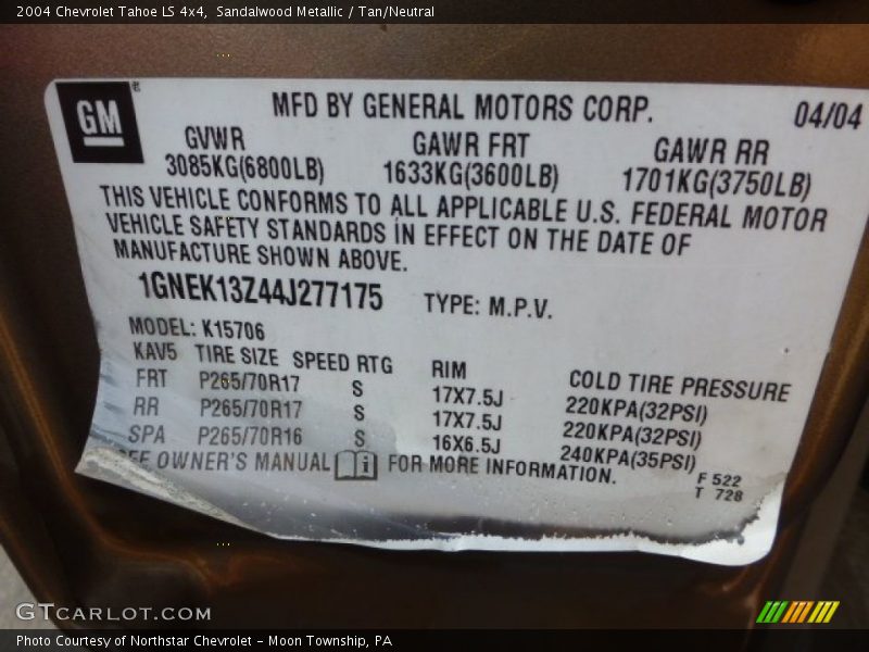 Sandalwood Metallic / Tan/Neutral 2004 Chevrolet Tahoe LS 4x4