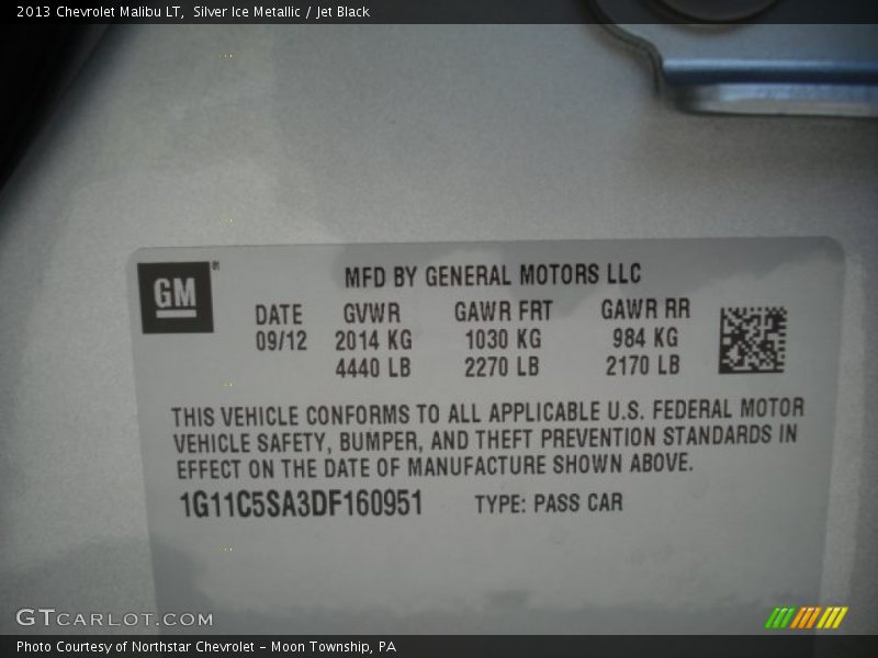 Silver Ice Metallic / Jet Black 2013 Chevrolet Malibu LT