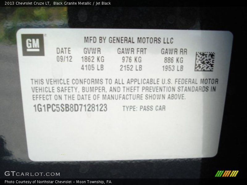 Black Granite Metallic / Jet Black 2013 Chevrolet Cruze LT