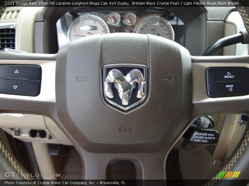 Brilliant Black Crystal Pearl / Light Pebble Beige/Bark Brown 2011 Dodge Ram 3500 HD Laramie Longhorn Mega Cab 4x4 Dually