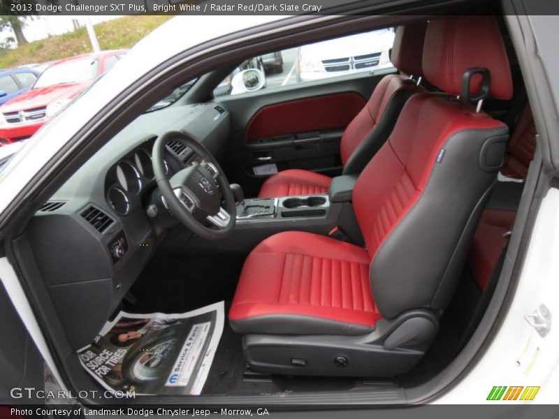 Bright White / Radar Red/Dark Slate Gray 2013 Dodge Challenger SXT Plus