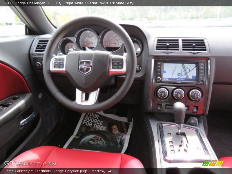 Bright White / Radar Red/Dark Slate Gray 2013 Dodge Challenger SXT Plus