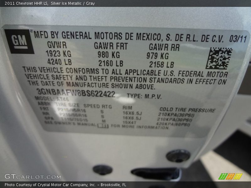 Silver Ice Metallic / Gray 2011 Chevrolet HHR LS