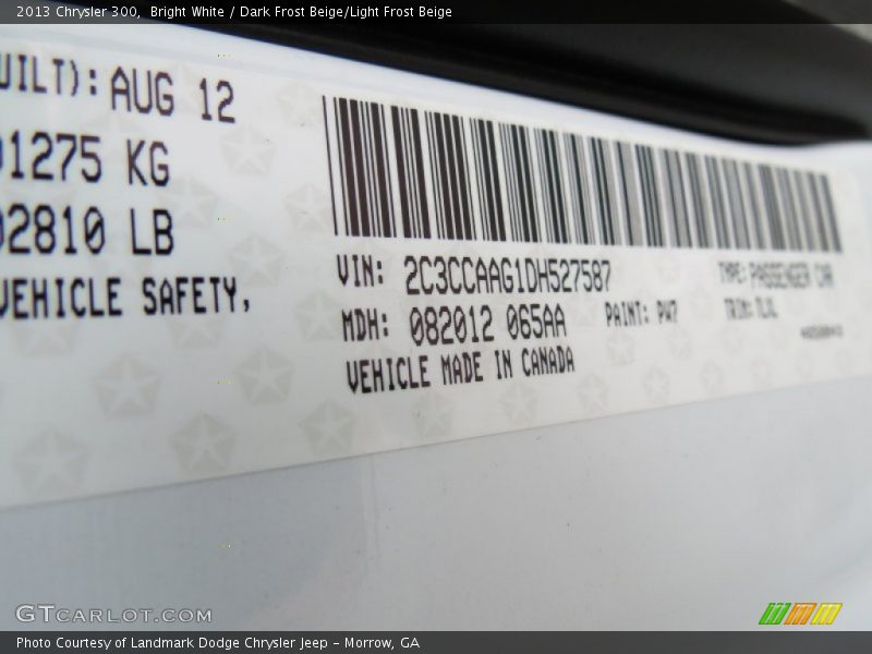 Bright White / Dark Frost Beige/Light Frost Beige 2013 Chrysler 300
