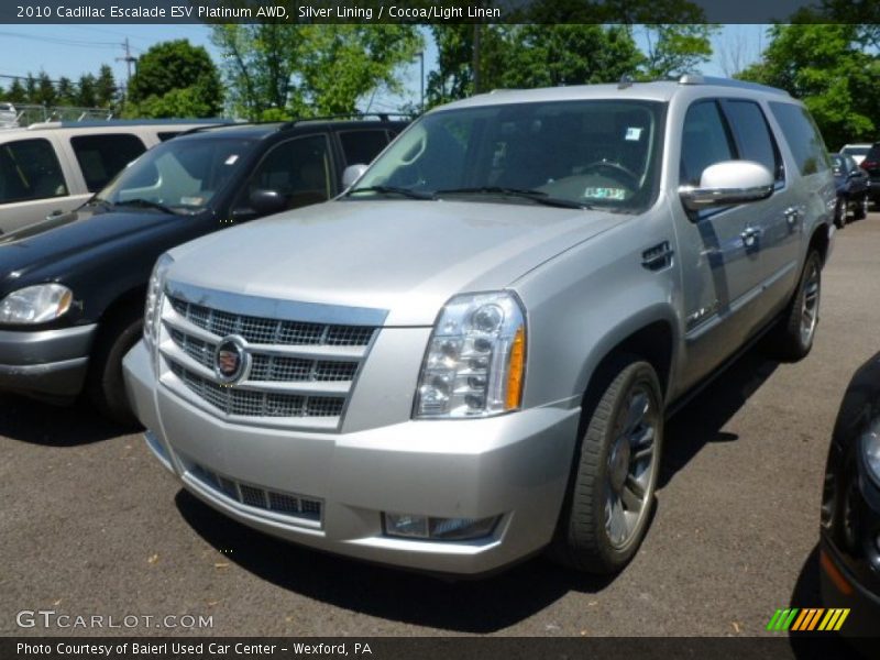 Silver Lining / Cocoa/Light Linen 2010 Cadillac Escalade ESV Platinum AWD