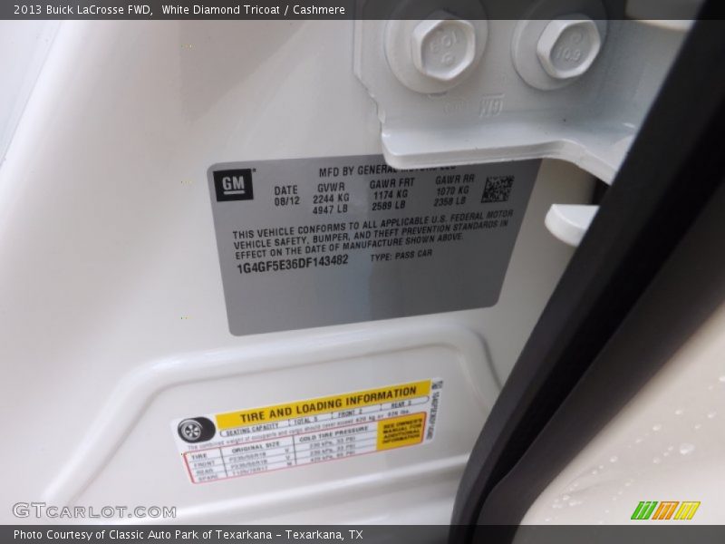 White Diamond Tricoat / Cashmere 2013 Buick LaCrosse FWD
