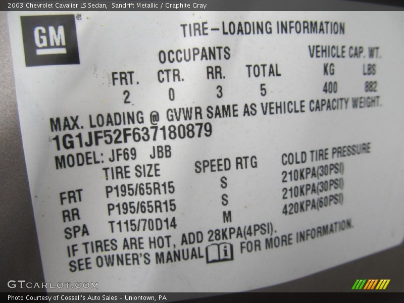 Sandrift Metallic / Graphite Gray 2003 Chevrolet Cavalier LS Sedan