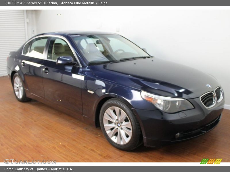 Monaco Blue Metallic / Beige 2007 BMW 5 Series 550i Sedan