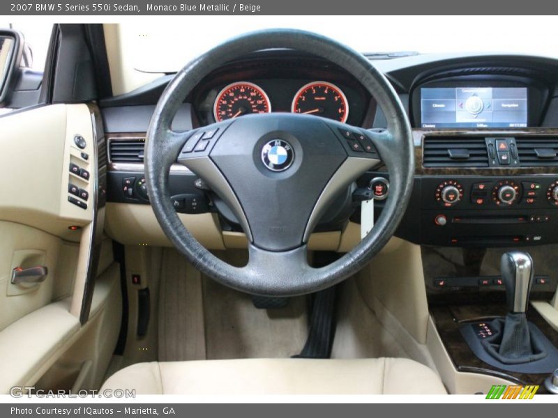 Monaco Blue Metallic / Beige 2007 BMW 5 Series 550i Sedan