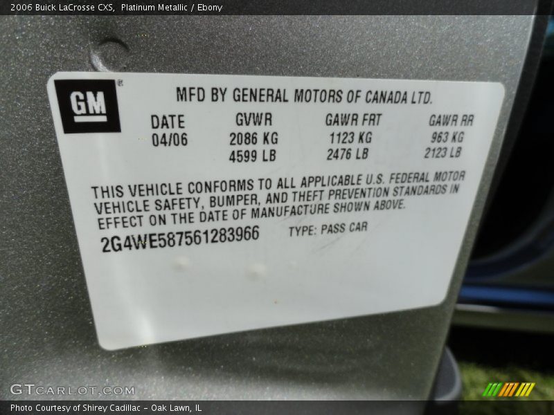 Platinum Metallic / Ebony 2006 Buick LaCrosse CXS