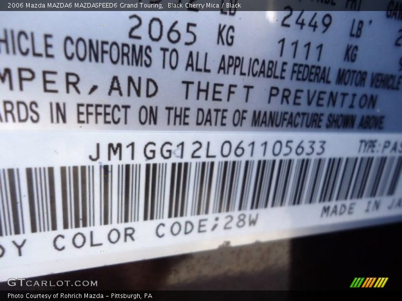 Black Cherry Mica / Black 2006 Mazda MAZDA6 MAZDASPEED6 Grand Touring