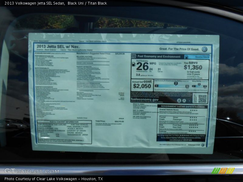 Black Uni / Titan Black 2013 Volkswagen Jetta SEL Sedan