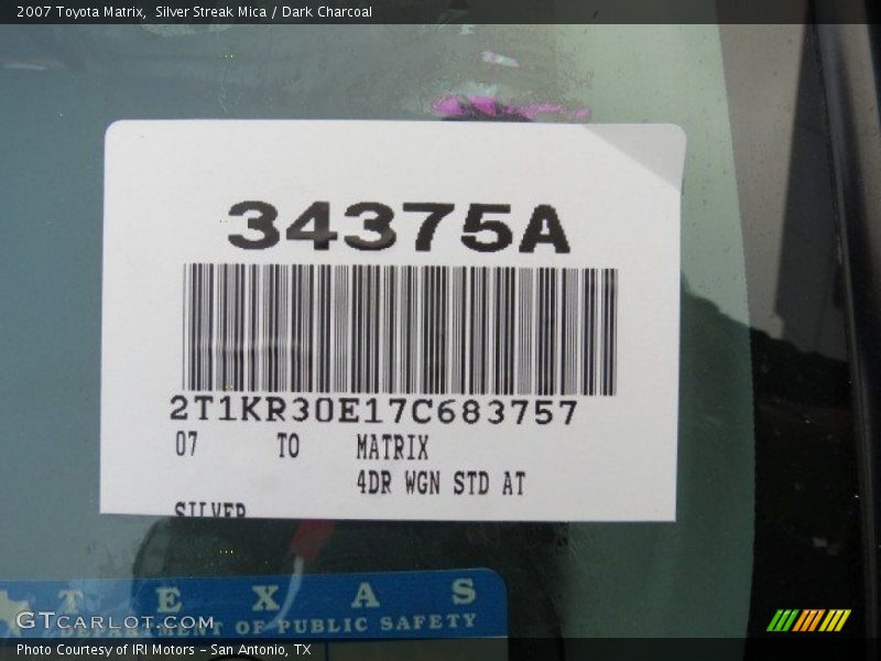 Silver Streak Mica / Dark Charcoal 2007 Toyota Matrix
