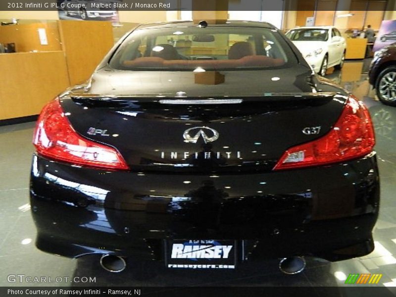 Malbec Black / Monaco Red 2012 Infiniti G IPL G Coupe