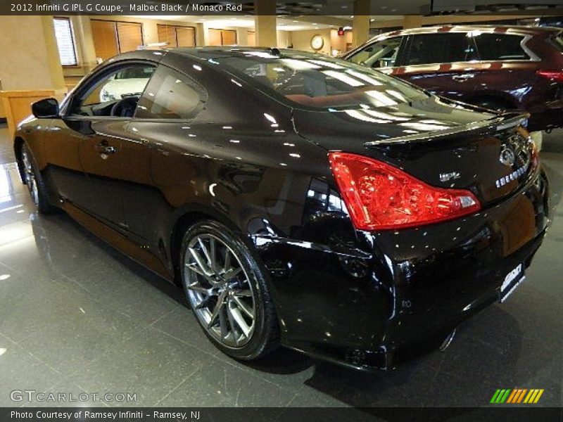 Malbec Black / Monaco Red 2012 Infiniti G IPL G Coupe