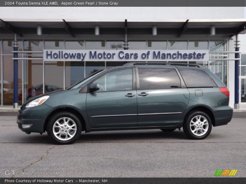 Aspen Green Pearl / Stone Gray 2004 Toyota Sienna XLE AWD