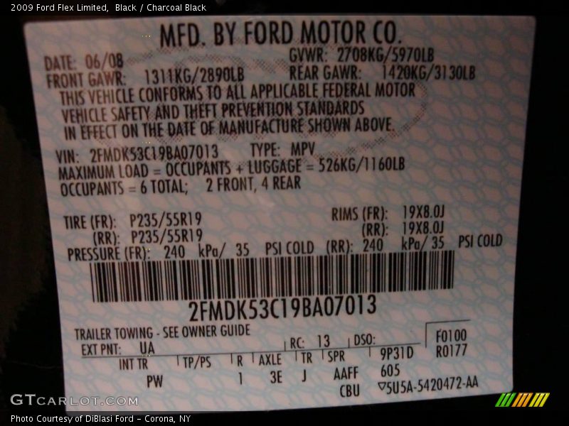 Black / Charcoal Black 2009 Ford Flex Limited